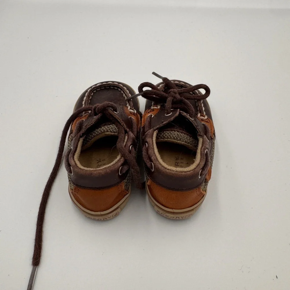 Sperry Baby Girls Boys Size 4 Kids Brown and Tan Moccasins Boat Shoes